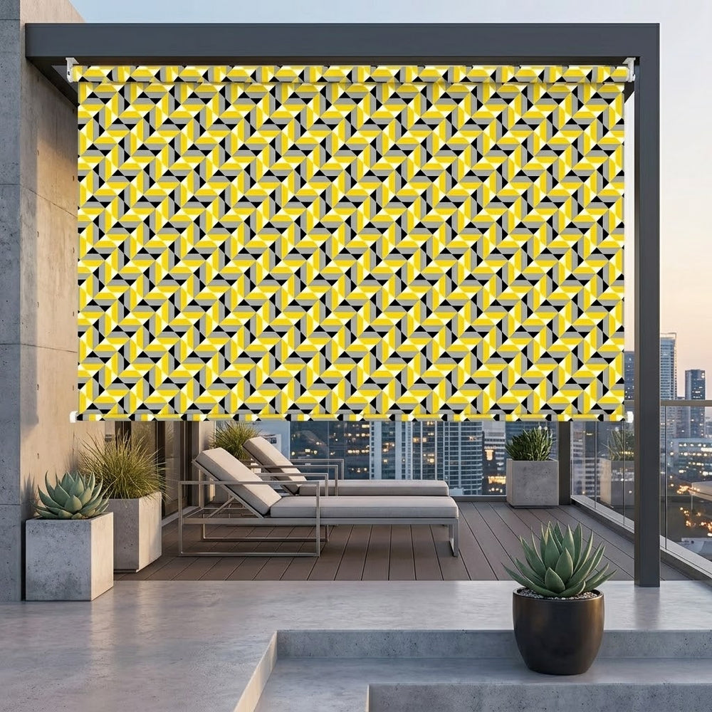 Printed Outdoor Blackout Roller Shades – 370 GSM, Custom Size