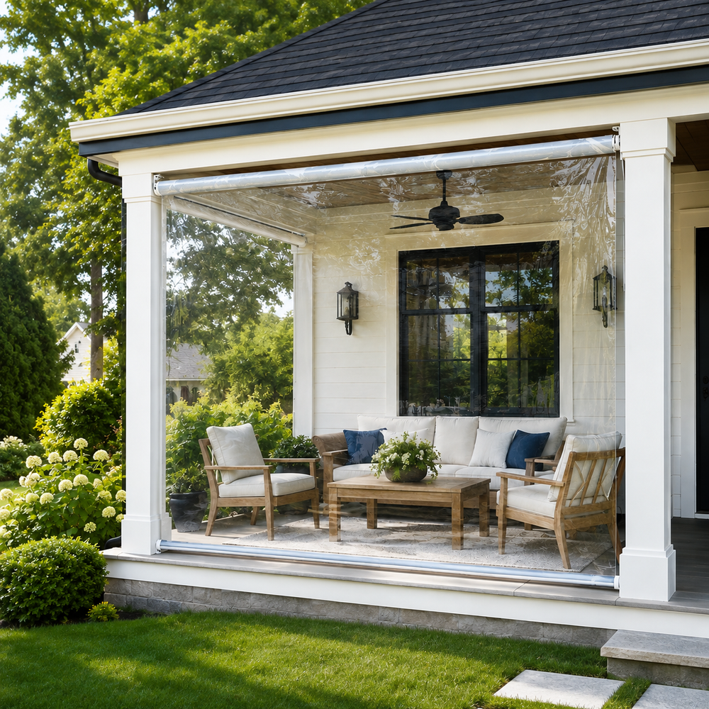 Clear Roller Shades – 48 PHR Ultra-Clear PVC, 20 Mil Custom Size Outdoor Shades
