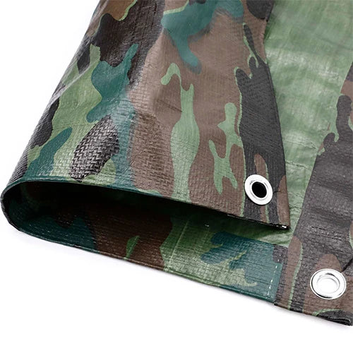 Camouflage Waterproof Tarpaulin - 80gsm Versatile Ground Sheet Cover for Outdoor Use