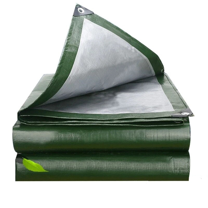 Versatile Waterproof Green/Silver Tarpaulin - 140gsm