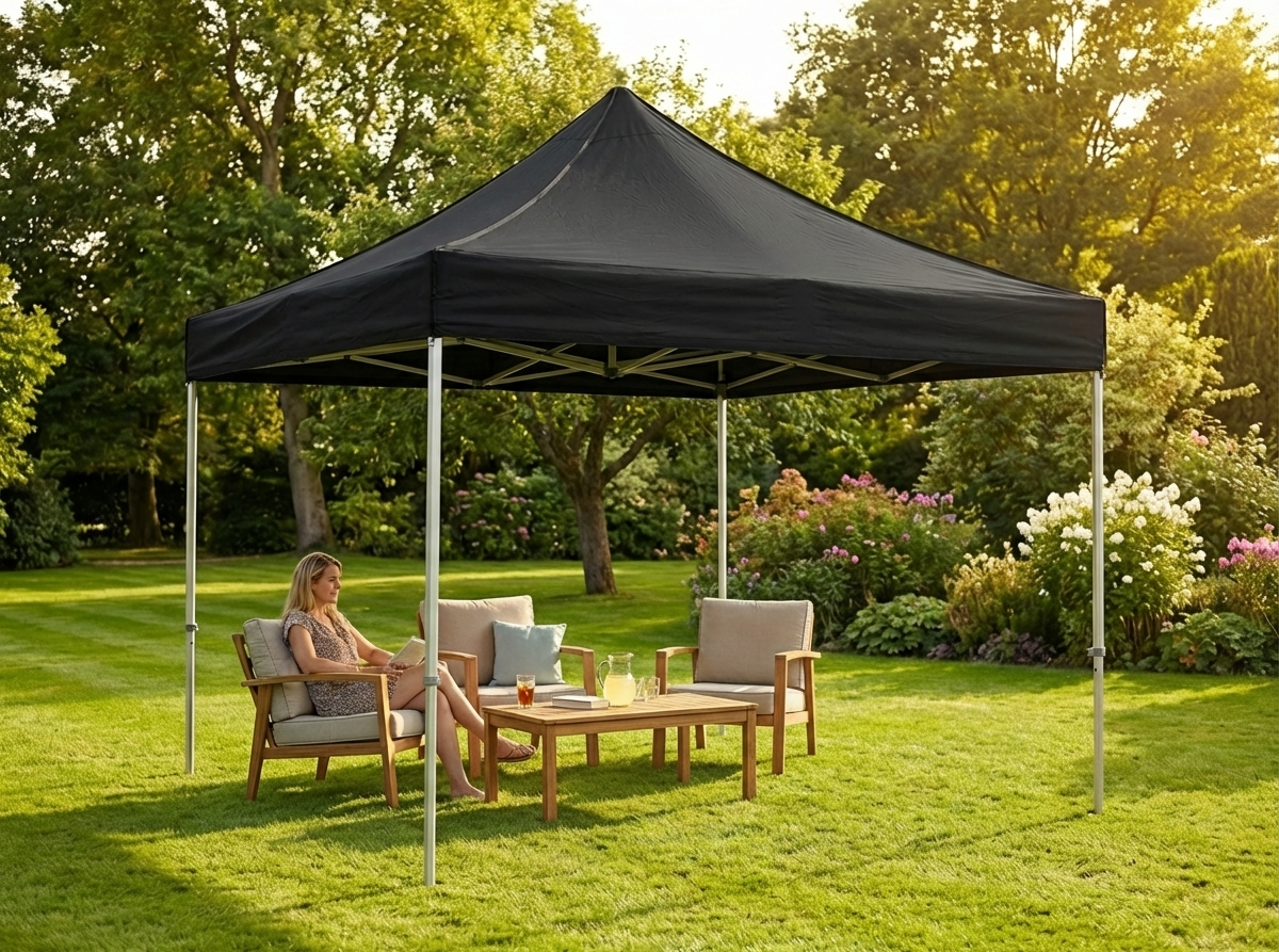 Pop Up Gazebo 3x3m Black - Steel Frame
