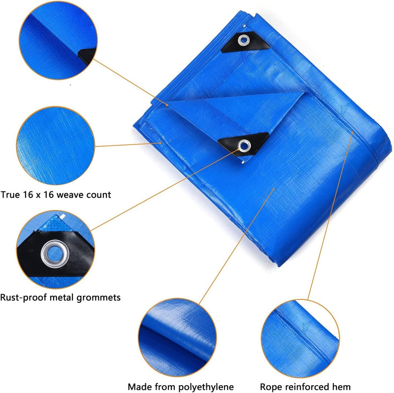 Heavy Duty UV Resistant Blue Tarpaulin - 110gsm Durable Cover for Multiple Applications