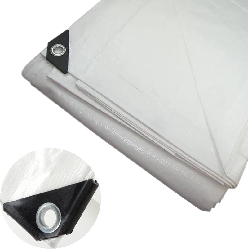 White Waterproof Tarpaulin - 110gsm Outdoor Cover for Rain, Sun, and More