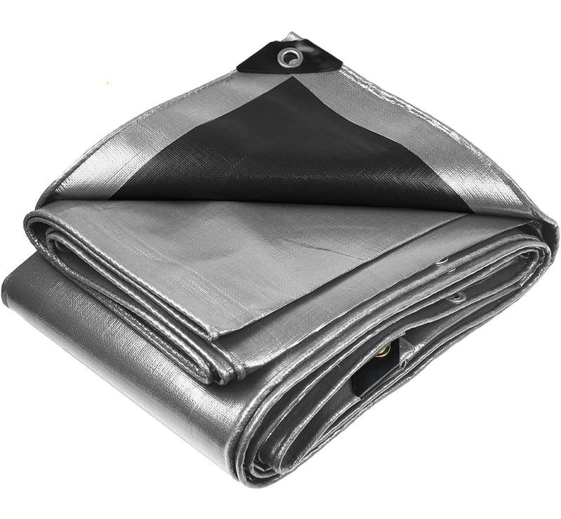 Ultra-Durable Silver/Black Waterproof Tarpaulin - 105gsm Heavy Duty All-Weather Protection Solution