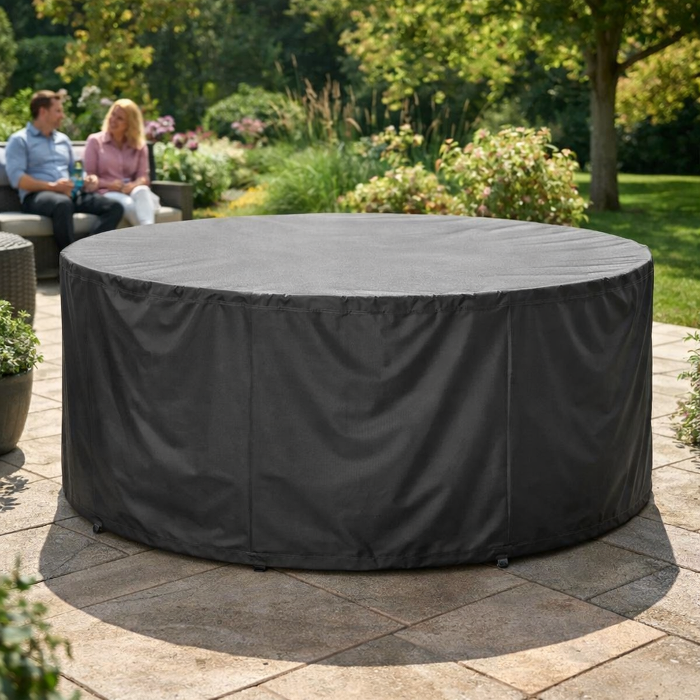 Circular Patio Set Cover – 6-8 Seat – Charcoal Polyester – Outdoor Protection
