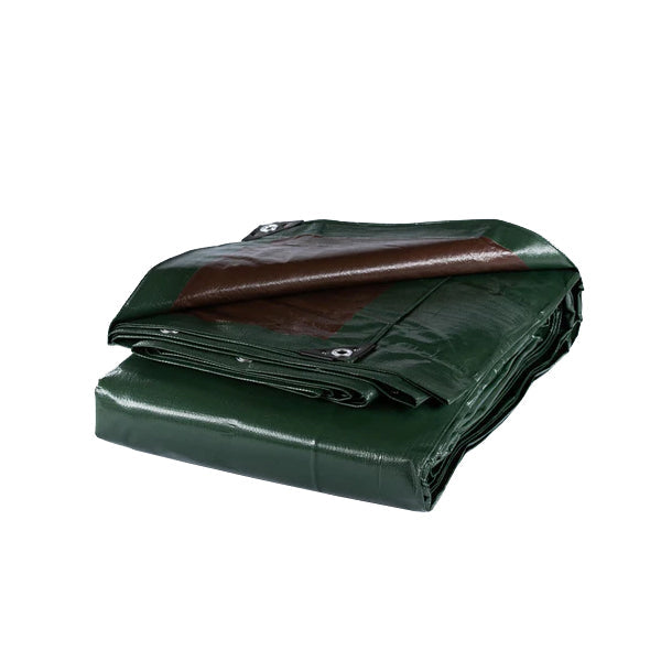 Rotproof UV Protected Green and Brown Heavy Duty Tarpaulin - 250gsm for Long-Lasting Outdoor Shielding