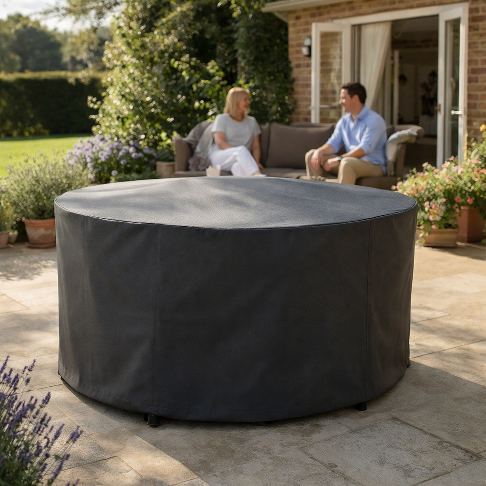 Circular Patio Set Cover – 90cm High – Charcoal Polyester – 4 Seat Protection