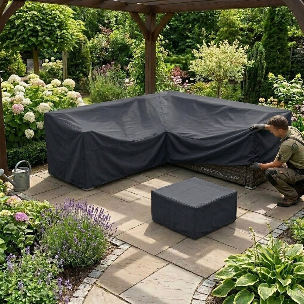 Corner Sofa Set Cover – Medium Charcoal – Polyester – Outdoor Furniture Protection