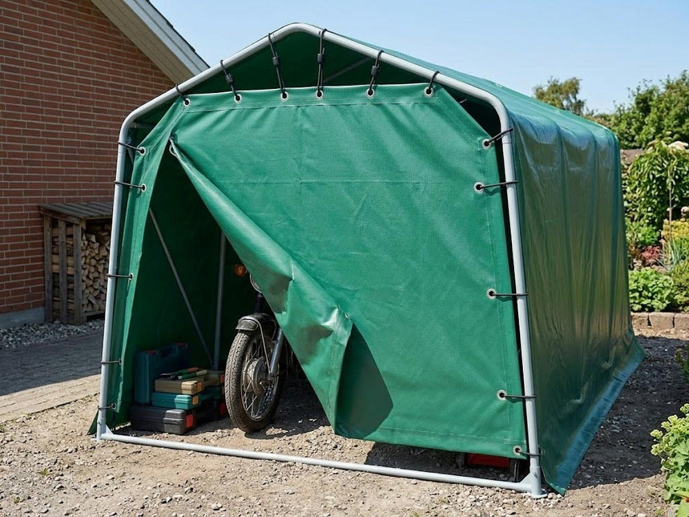 PVC Endwall/Door - 3.6x4.8m Green - Strong PVC - Portable Garage