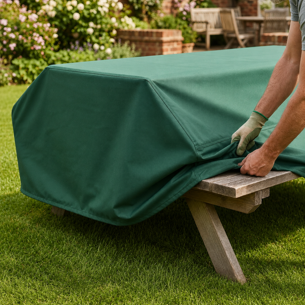 Heavy Duty 6 Seater Picnic Table Cover – Green – Waterproof Protection