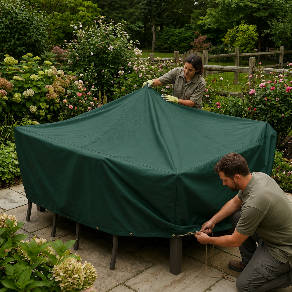 Rectangular Table Cover – 8 Seat Green – Heavy Duty Protection – Outdoor Use