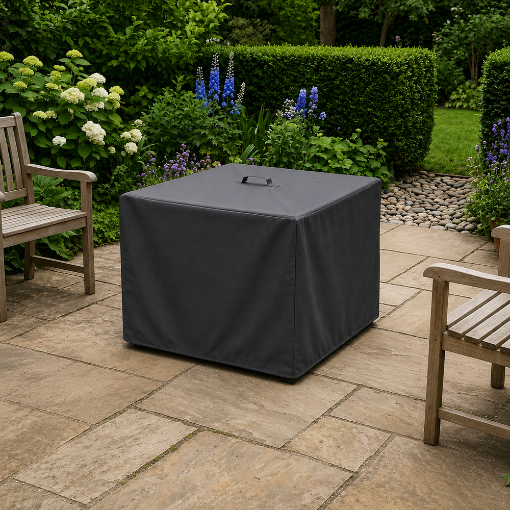 Large Square Fire Pit Cover – Charcoal – Durable Polyester – Outdoor Protection