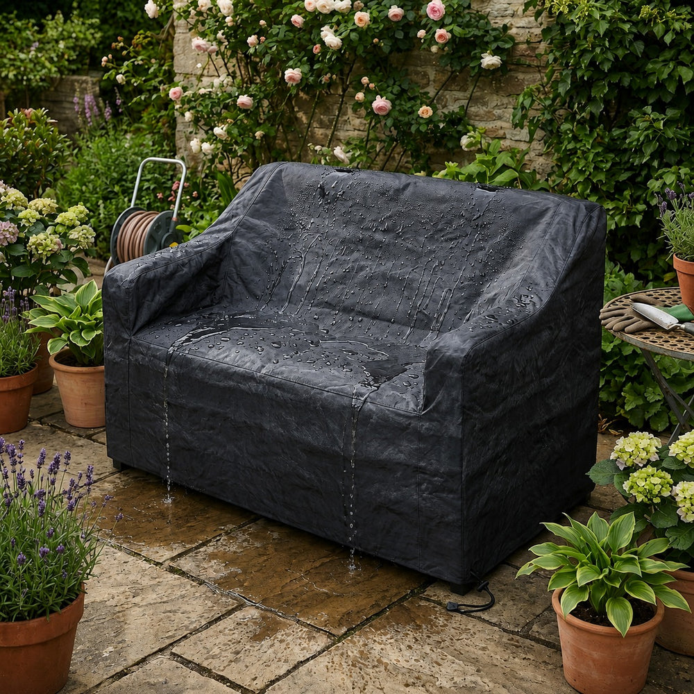 Heavy Duty Sofa Cover – 2 Seater Black – Waterproof Protection – Outdoor Furniture