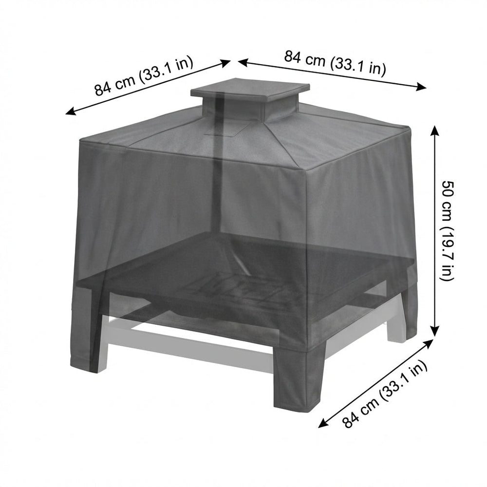 Large Square Fire Pit Cover – Charcoal – Durable Polyester – Outdoor Protection