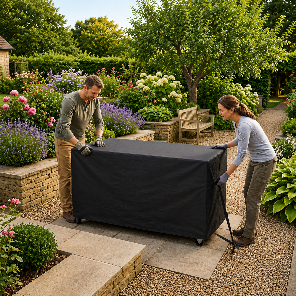 Heavy Duty Large Flatbed Barbecue Cover – Black – Polyethylene Protection – Outdoor Use