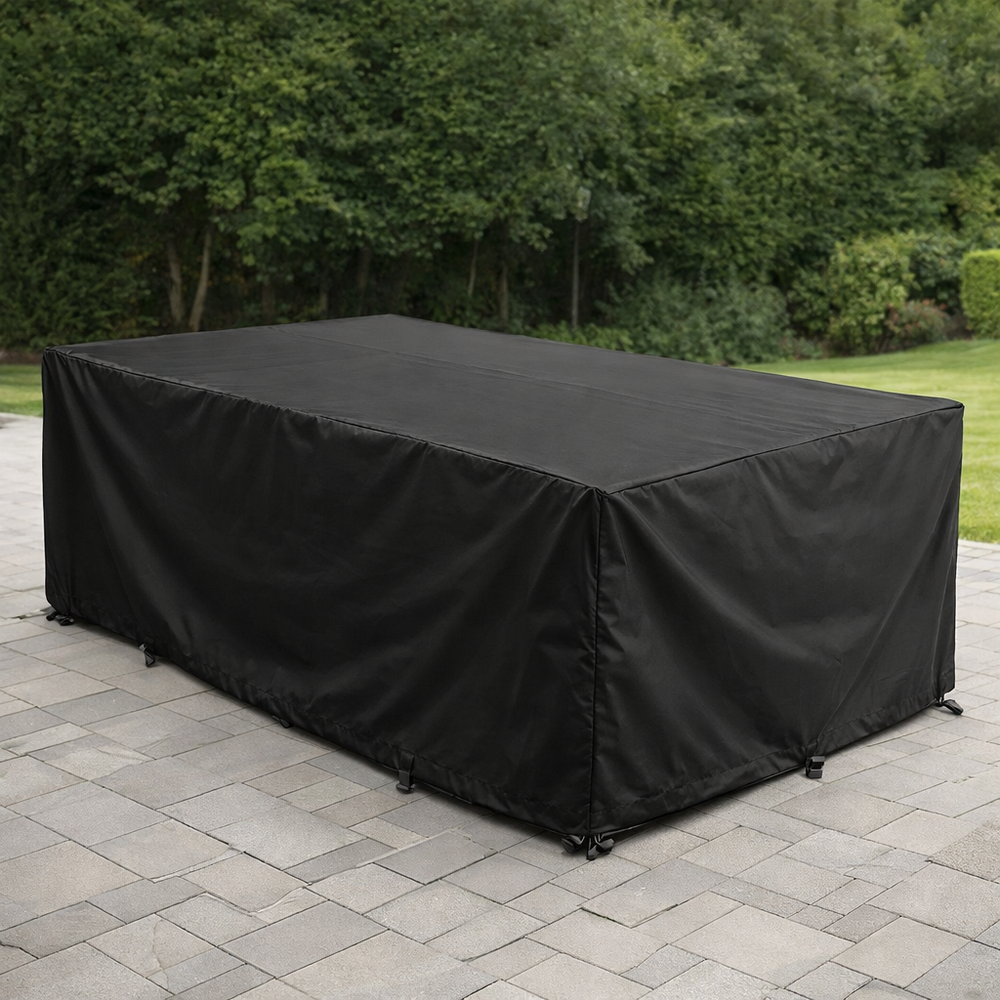 Heavy Duty 8 Seater Rectangular Furniture Set Cover – Black – Polyethylene – Outdoor Protection