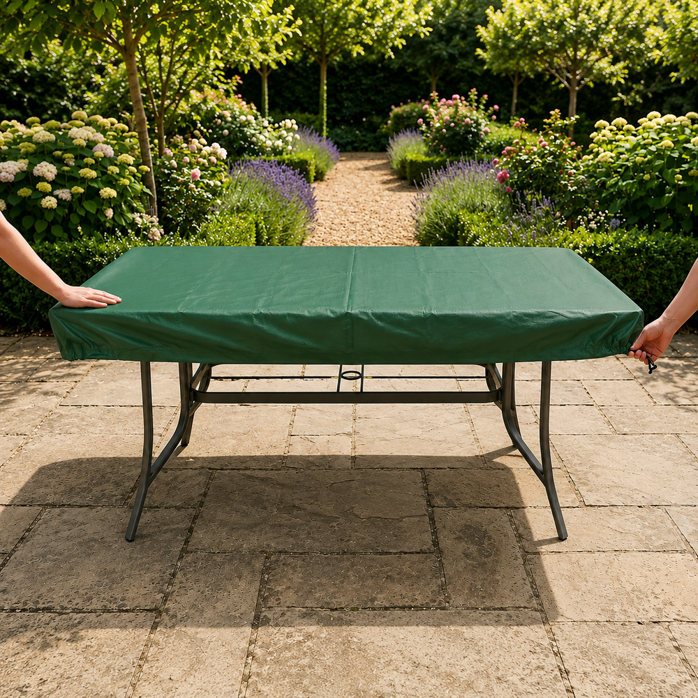 Heavy Duty 4 Seater Rectangular Table Cover – Green – Polyethylene – Outdoor Protection