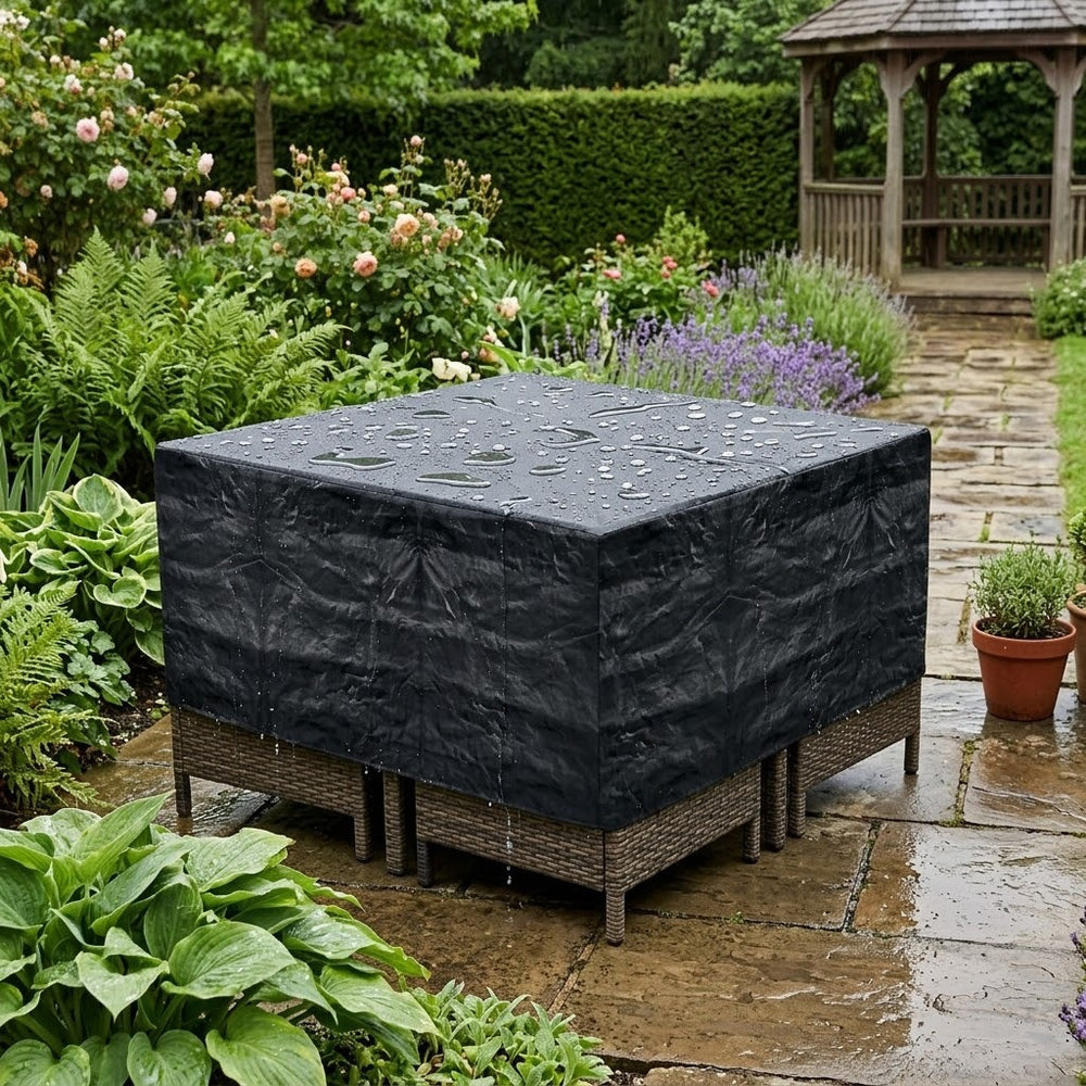 Heavy Duty Dining Set Cover – Small Square – Black – Weather Protection