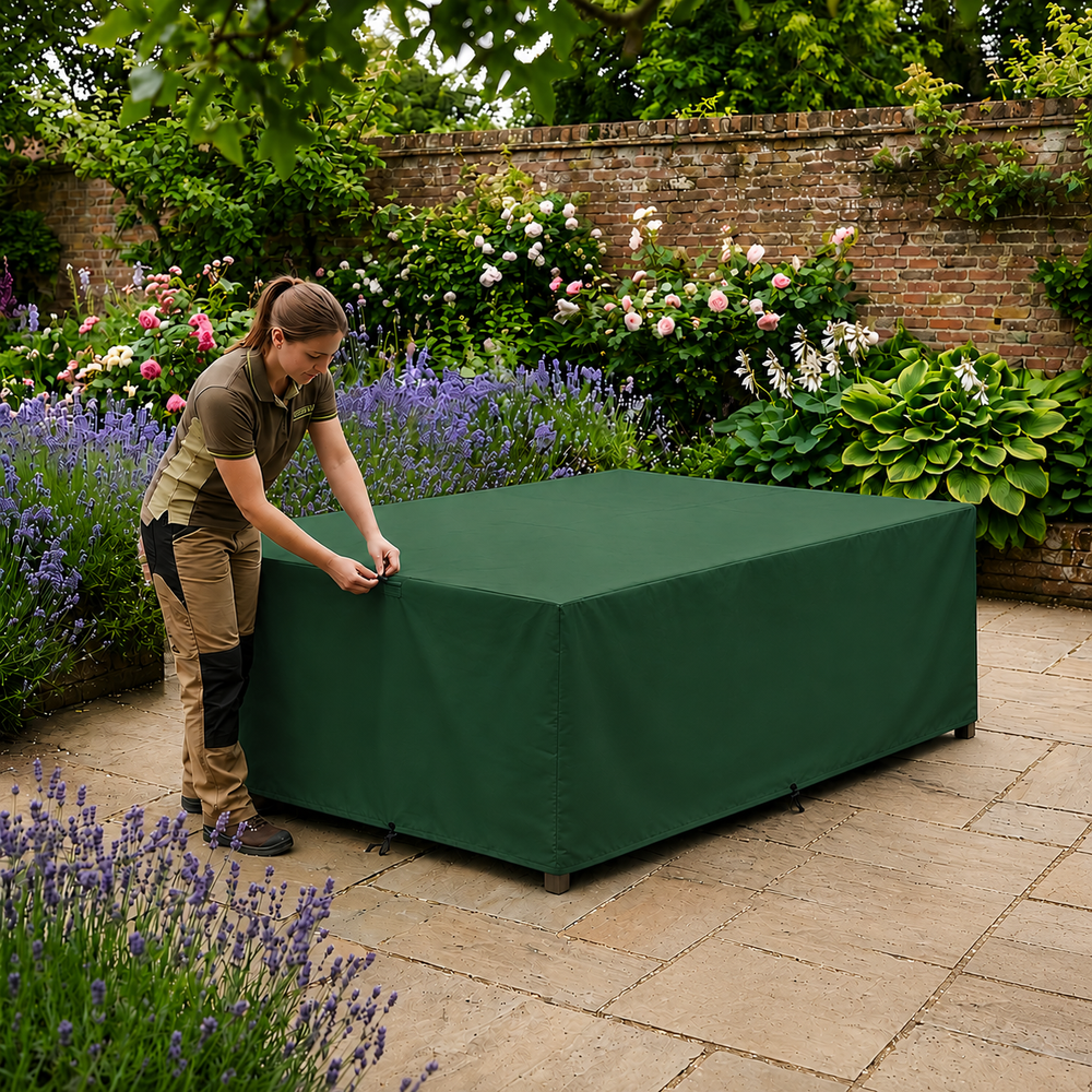 Rectangular Table Cover – 8 Seat Green – Heavy Duty Polyester – Outdoor Protection