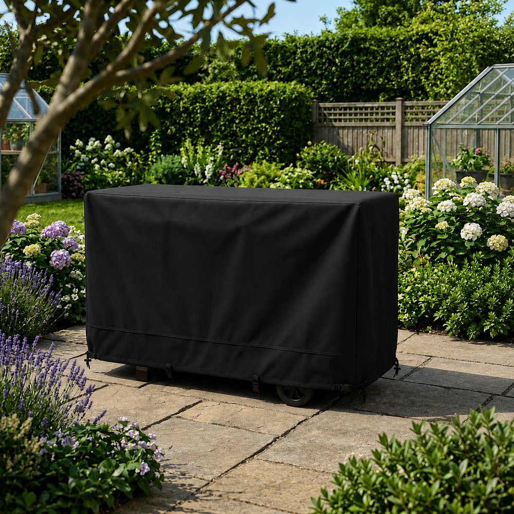 Medium Flatbed Barbecue Cover – Black – Multi-Layered Polyethylene – Outdoor Protection