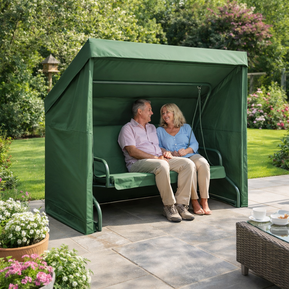 3 Seater Swing Seat Cover – Medium Green – Durable Polyester – Weather Protection