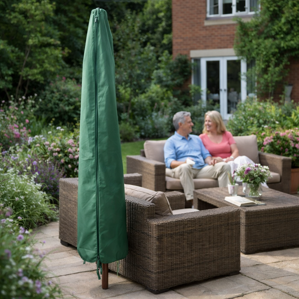 Extra Large Parasol Cover – Green – Waterproof Polyester – Outdoor Protection