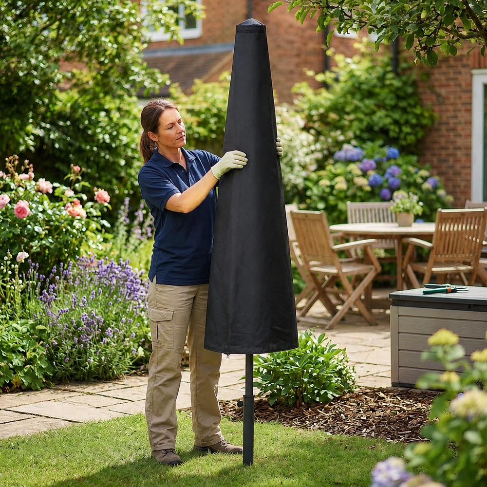 Small Parasol Cover – Black – Super Tough Material – Outdoor Protection