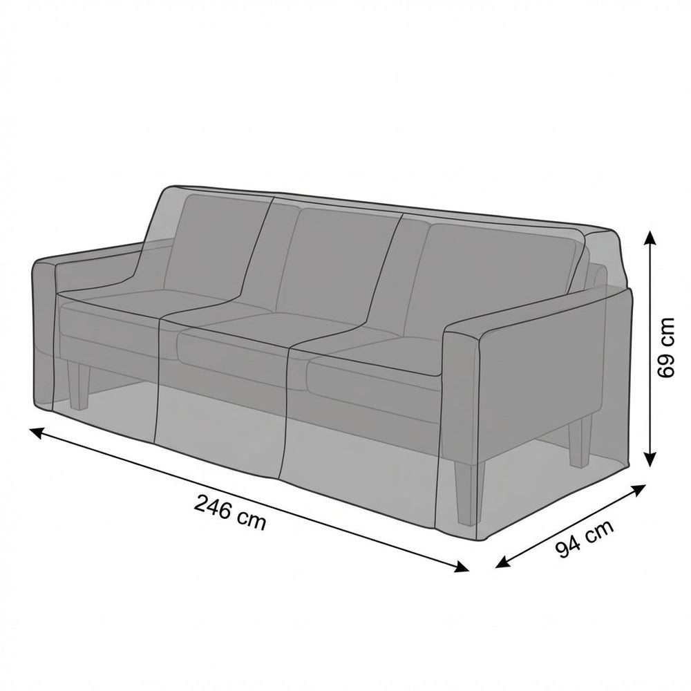 3 Seater Sofa Cover – Large 246cm – Waterproof PVC – Outdoor Furniture Protection