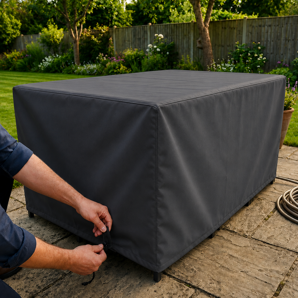 6 Seater Rectangular Cube Set Cover – Charcoal – Durable Polyester – Outdoor Protection