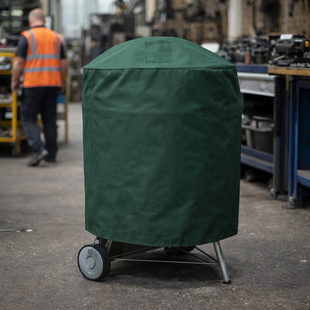 Kettle BBQ Cover – 68x71 cm Green/Black – PVC Backed – Weather Protection