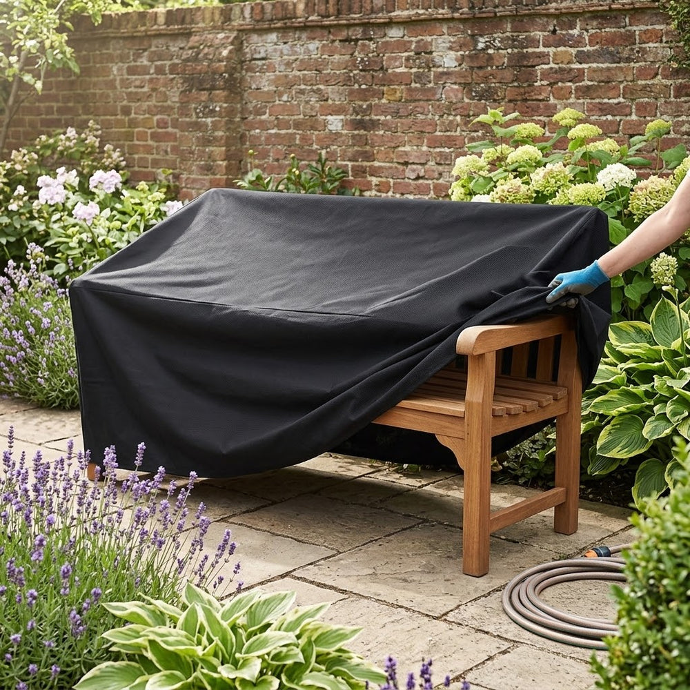3-Seater Bench Cover – Black – Heavy Duty Weatherproof – Outdoor Protection