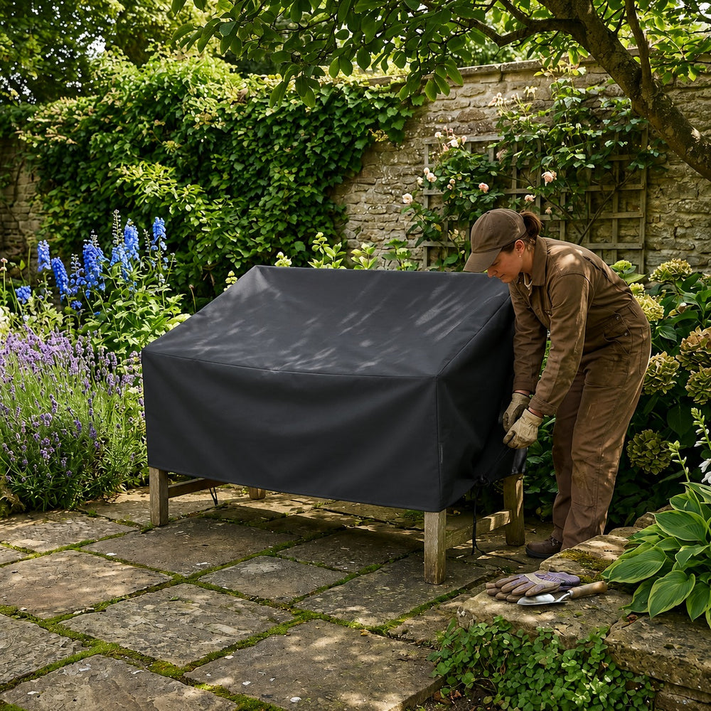 2 Seater Bench Cover – Black – Super Tough Waterproof – Garden Furniture Protection