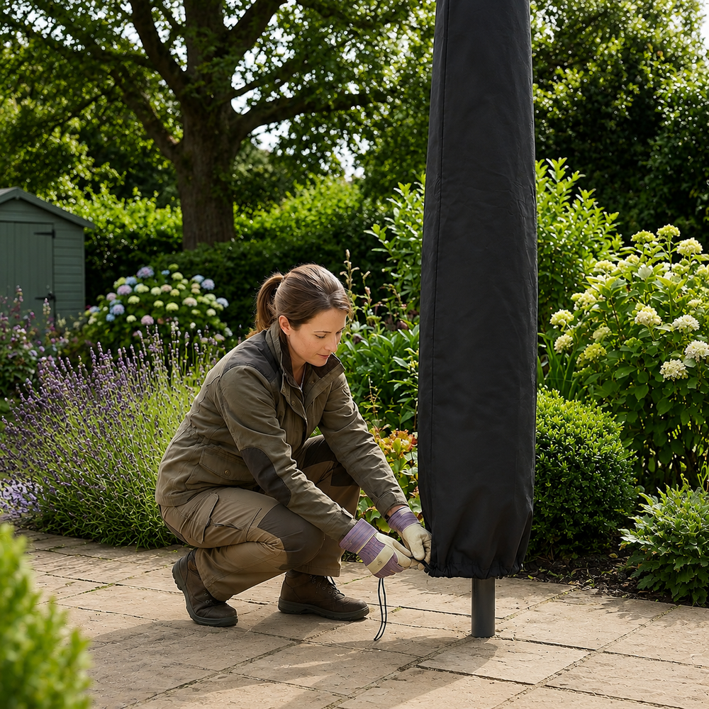 Giant Parasol Cover – Black – Waterproof Polyester – Outdoor Protection