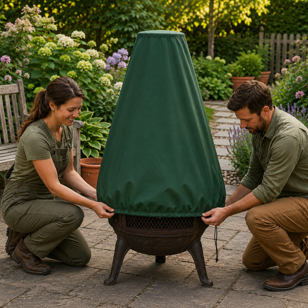 Heavy Duty Large Chimenea Cover – Green – Cross Laminated Material – Outdoor Protection