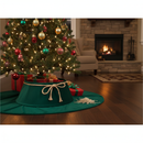 Premium Luxury Velvet Christmas Tree Skirt in Deep Emerald Green with Bow Detail, 56cm Diameter