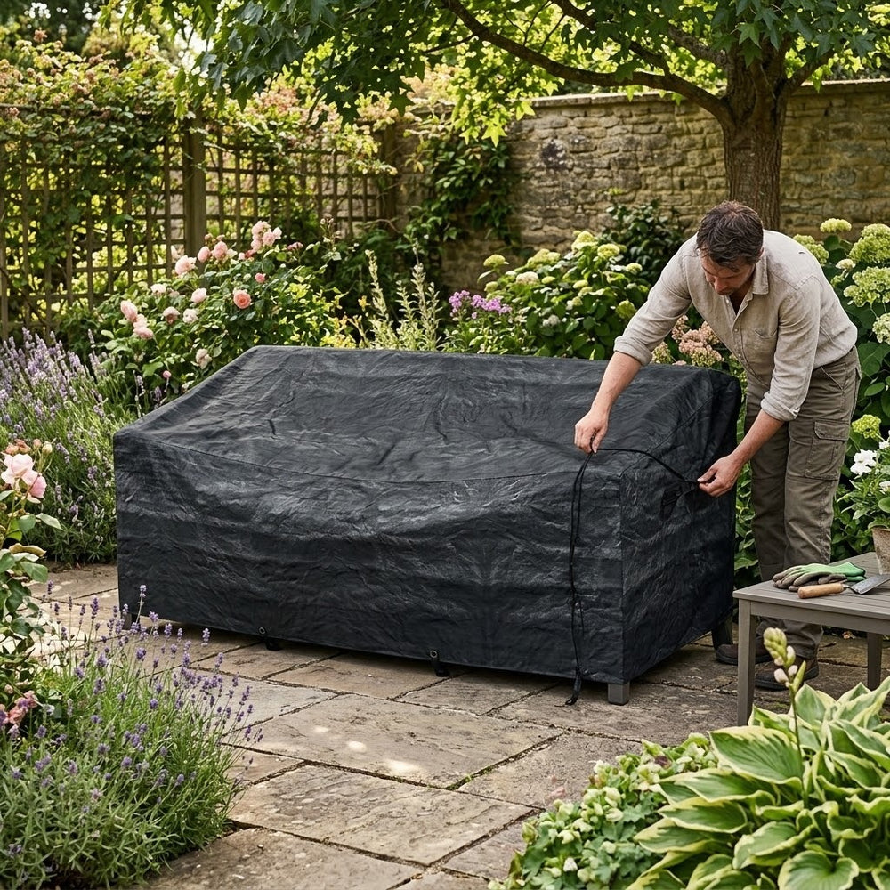 Heavy Duty 3 Seater Sofa Cover – Large Black – Multi-layered Protection – Garden Furniture