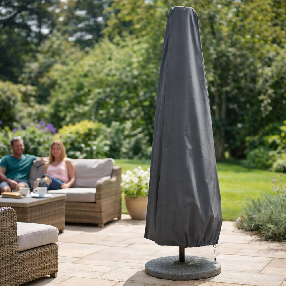 Large Parasol Cover – Charcoal – Durable Polyester – Outdoor Protection