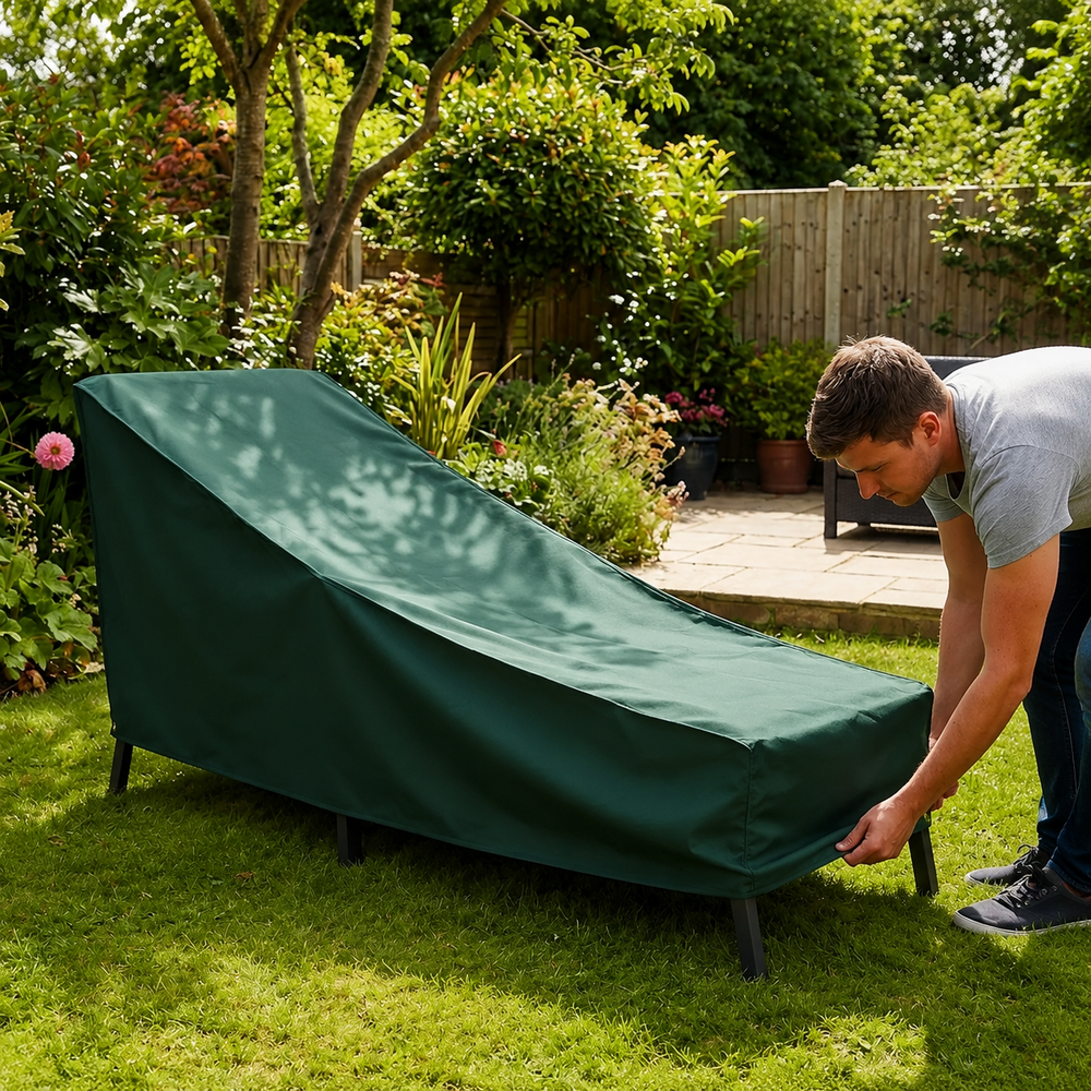 Sun Lounger Cover – 175cm Green – Waterproof Polyester – Outdoor Protection