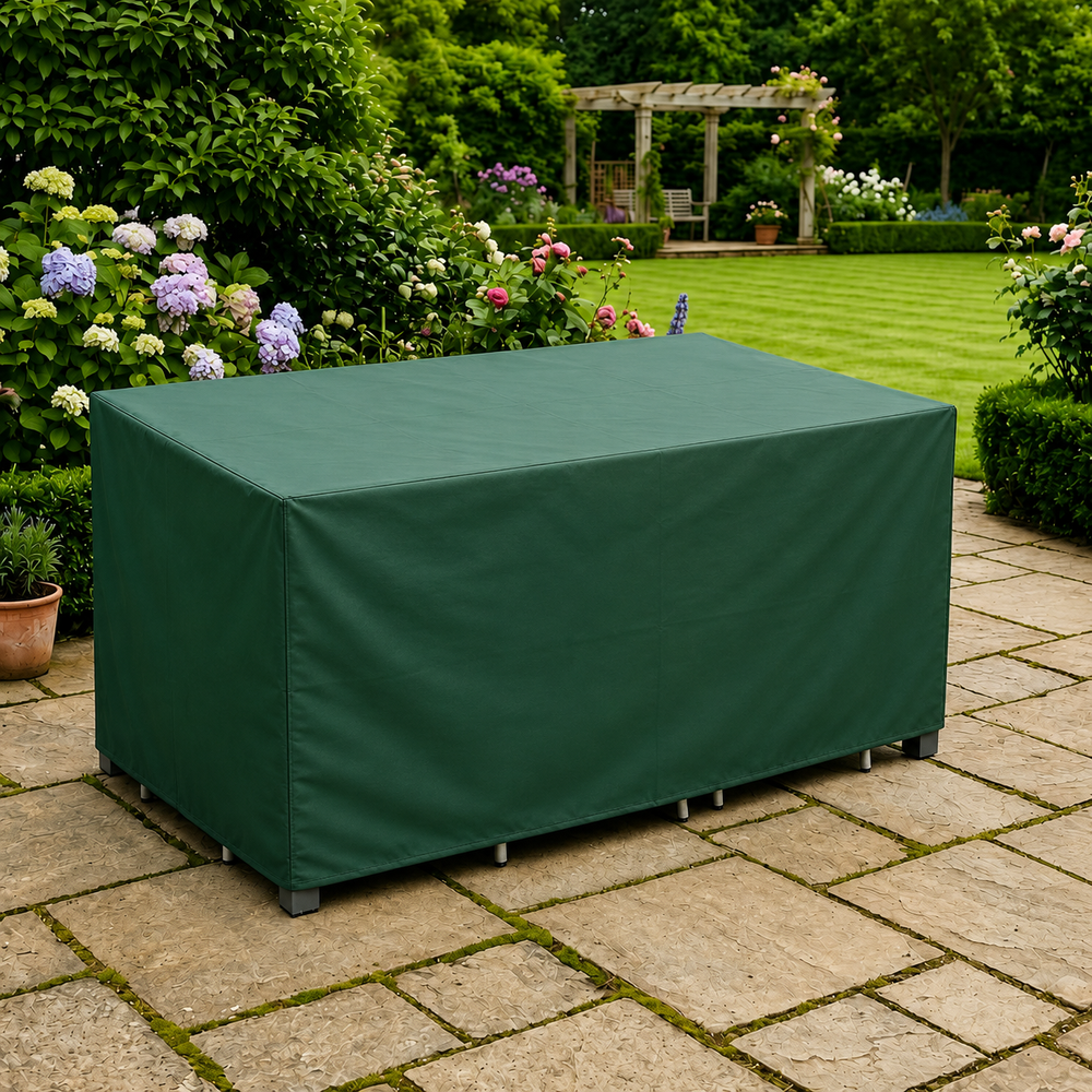 Rectangular Table Cover – 6 Seat Green – Durable Polyester – Outdoor Protection