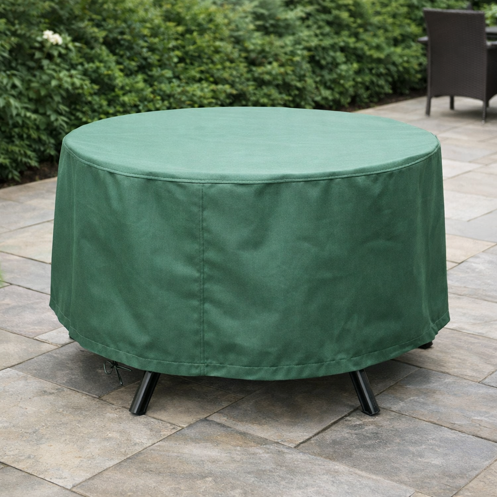 Round Table Cover – 4 Seater Green – Heavy Duty Polyethylene – Outdoor Furniture Protection