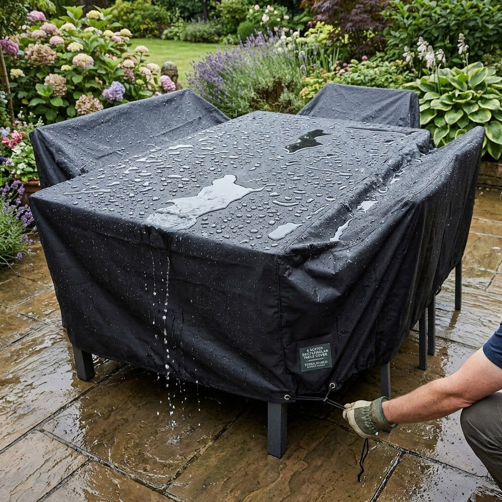 Rectangular Table Cover – 6 Seater – Heavy Duty Waterproof – Outdoor Furniture Protection