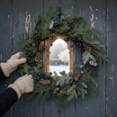 Premium 55cm Winter Wreath with Fir and Frosted Blue Berries for Elegant Holiday Decor