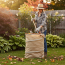 Premium Natural Jute Pop Up Garden Bag - 100L Capacity with Sturdy Handles and Spring Design for Easy Filling