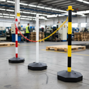 Premium High-Visibility Plastic Posts with Base for Chain Safety Barriers - Durable, Freestanding, and Easy to Assemble