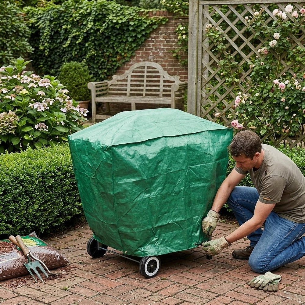 Medium BBQ Cover – 124cm Green Polyethylene – Outdoor Protection
