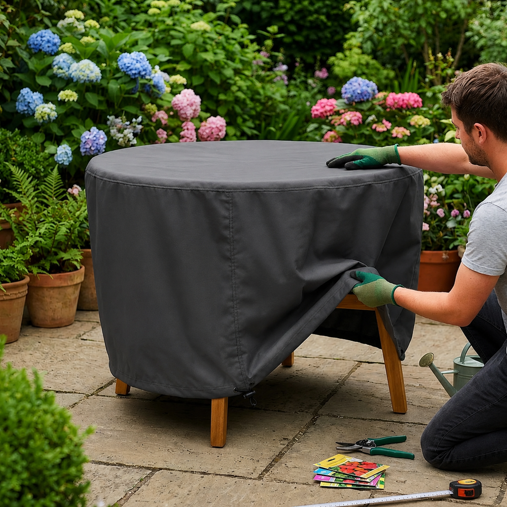 Circular Table Cover – Small Charcoal – Durable Polyester – Outdoor Protection