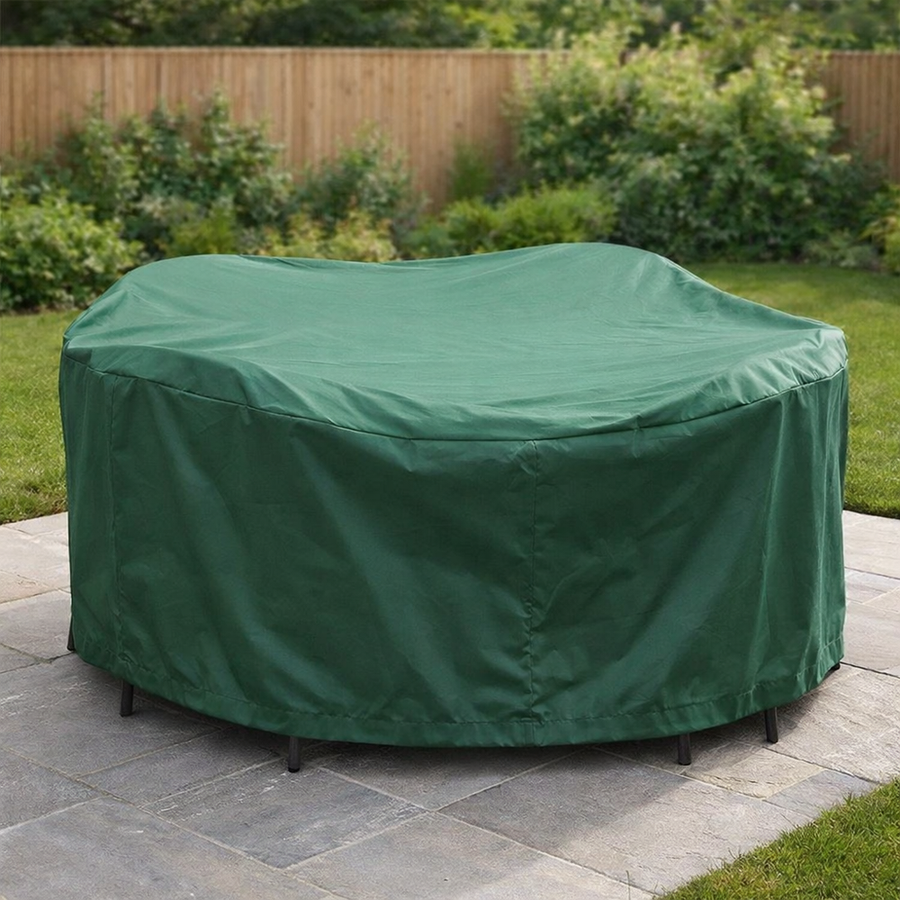 Heavy Duty Round Furniture Set Cover – 4-6 Seater, Green – Waterproof Protection