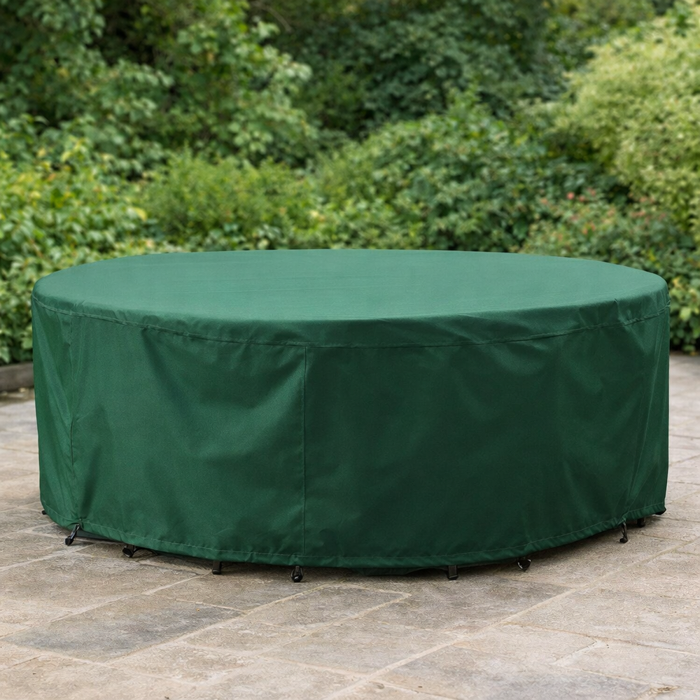 Round Furniture Set Cover – 6-8 Seater – Green Polyethylene – Outdoor Protection