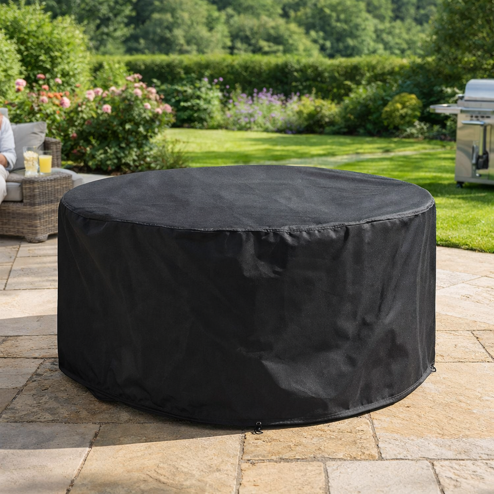 4-6 Seater Round Furniture Set Cover – Black – Heavy Duty PE – Outdoor Dining Protection