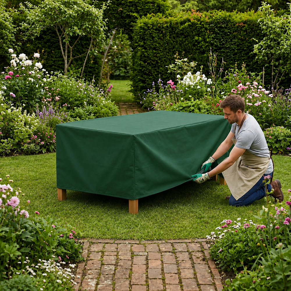 Table Cover – 4 Seater Rectangular – Heavy Duty Waterproof – Outdoor Furniture Protection